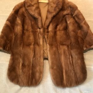 Vintage light brown mink fur cape